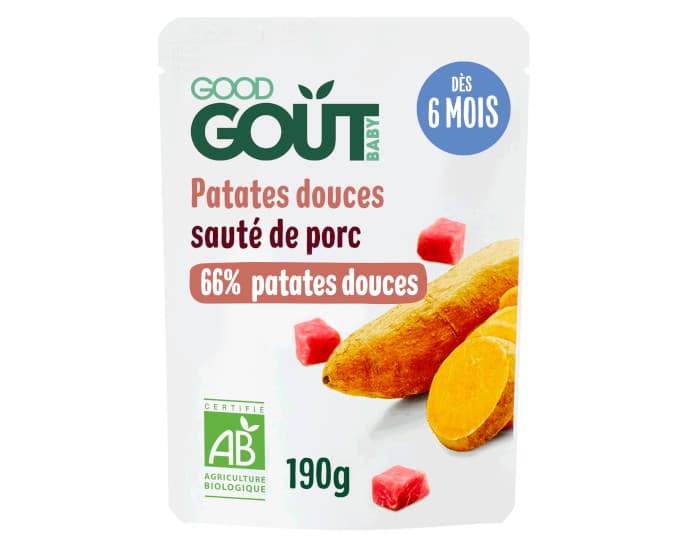 GOOD GOUT Petit Plat Bébé Patate Douce-Sauté de Porc - 190g - Dès 6 mois