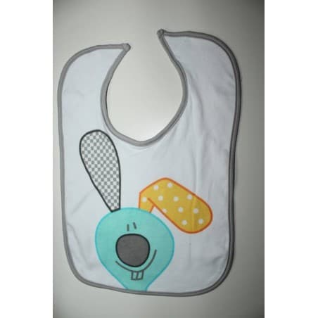 Grand bavoir blanc motif : lapin
