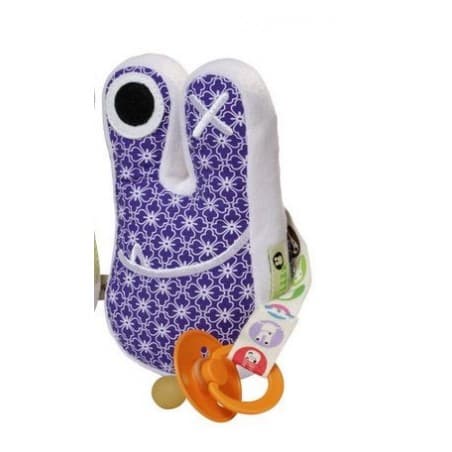 Doudou hochet-attache et range sucette bleu