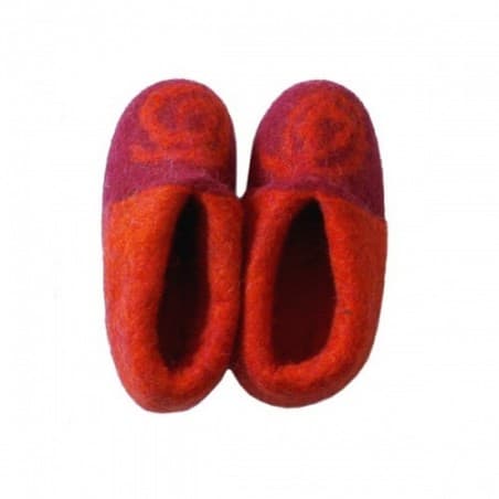 Chaussons 1er âge en feutre - rouge/orange