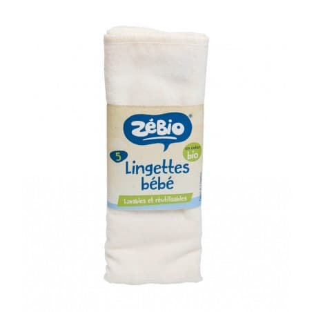 5 lingettes bébé en coton bio