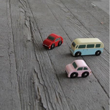 Set de 3 Voitures rétro en bois