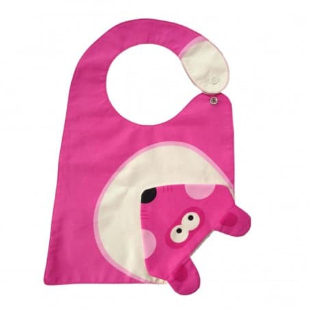 Bavoir Rose avec bavette "souris" intégrée