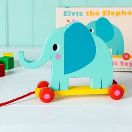 Jouet à tirer à pousser "Elvis" l'Eléphant