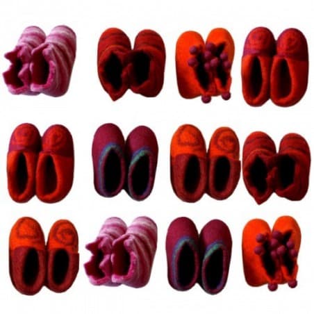 Chaussons 1er âge en feutre - Rouge