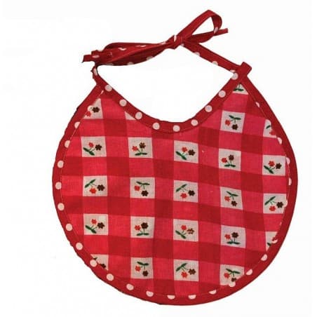 Bavoir rouge à fleurs