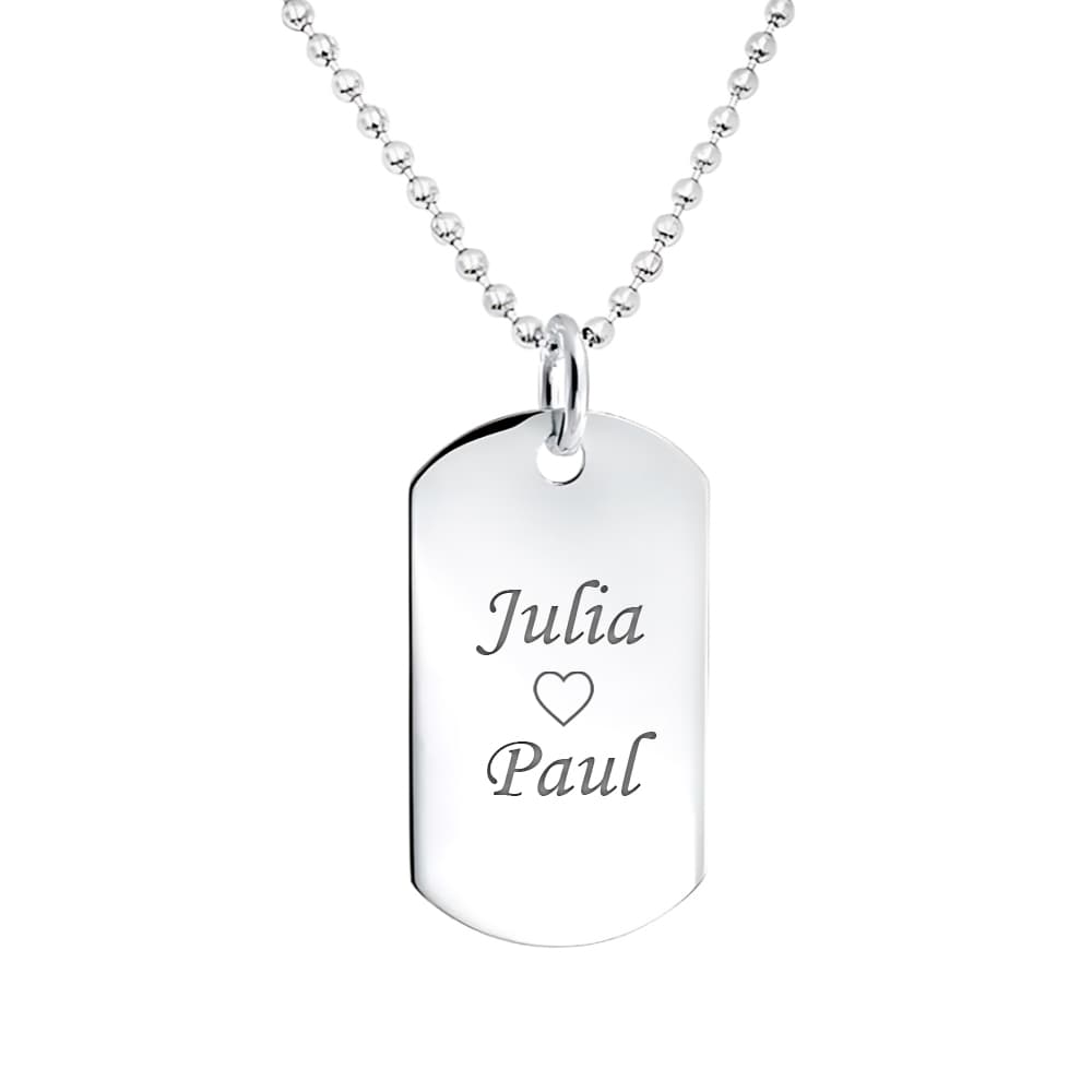 Pendentif dogtag argent personnalisé - 0268