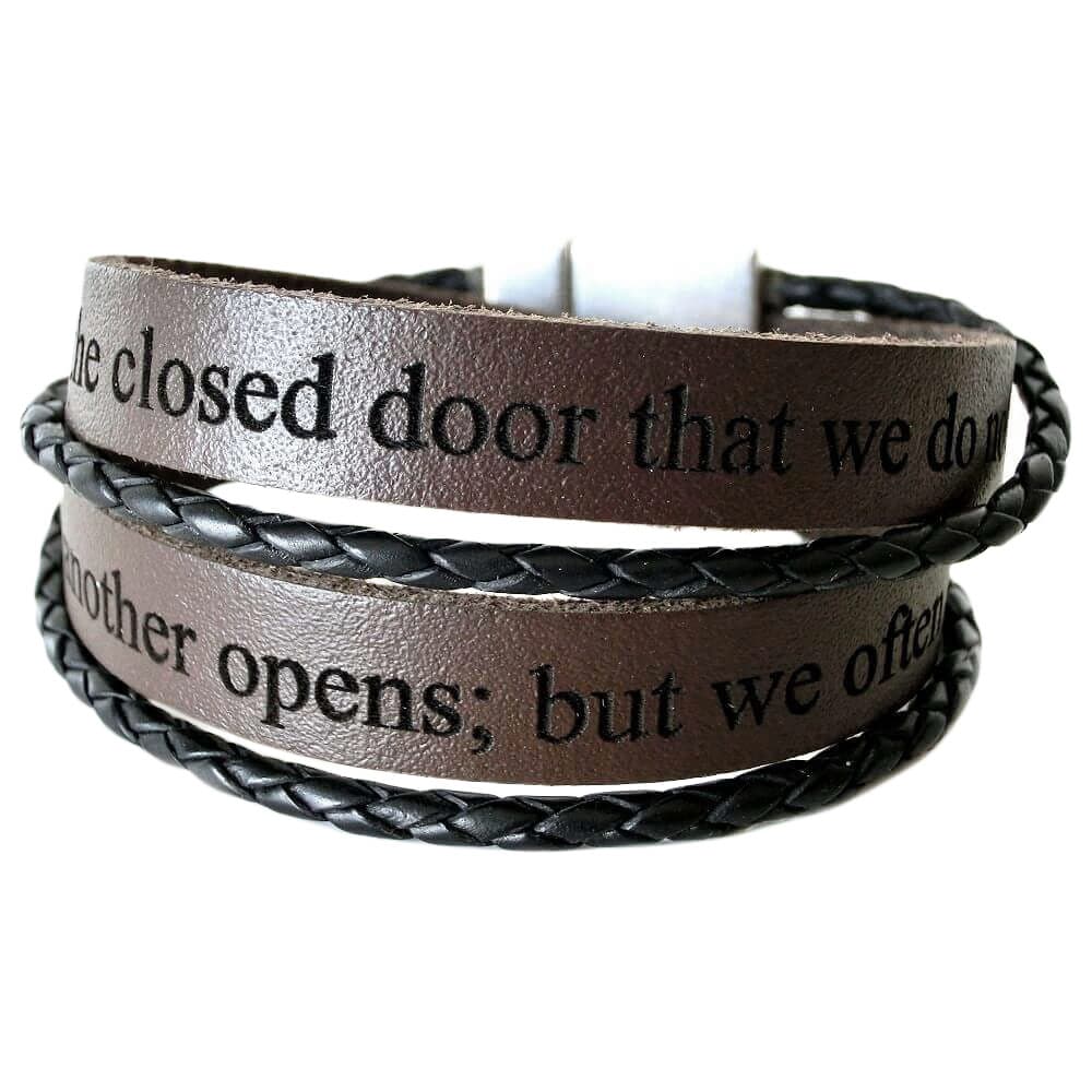 Bracelet cuir marron multi-tours personnalisé - 2013