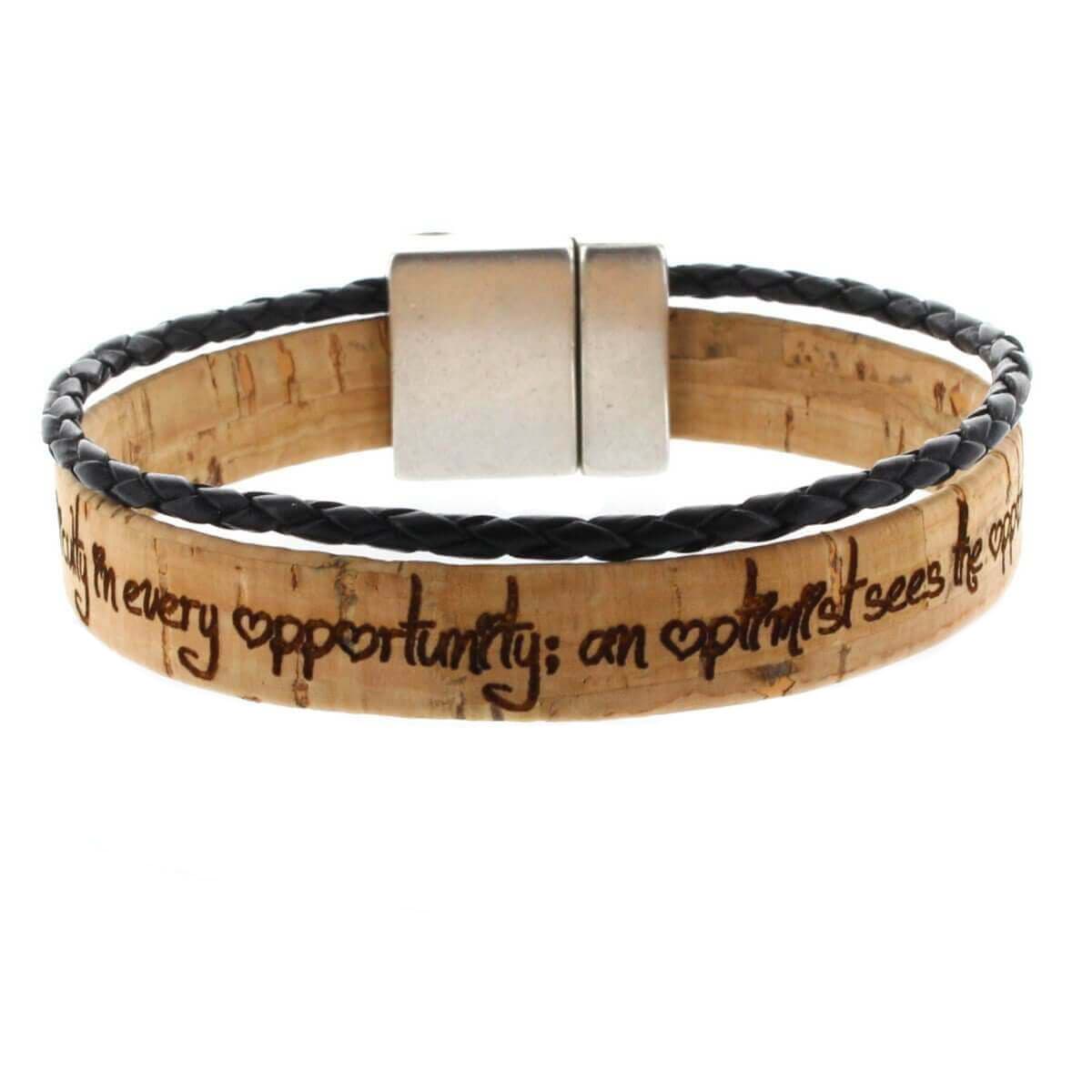 Bracelet liège noir personnalisé - 2035