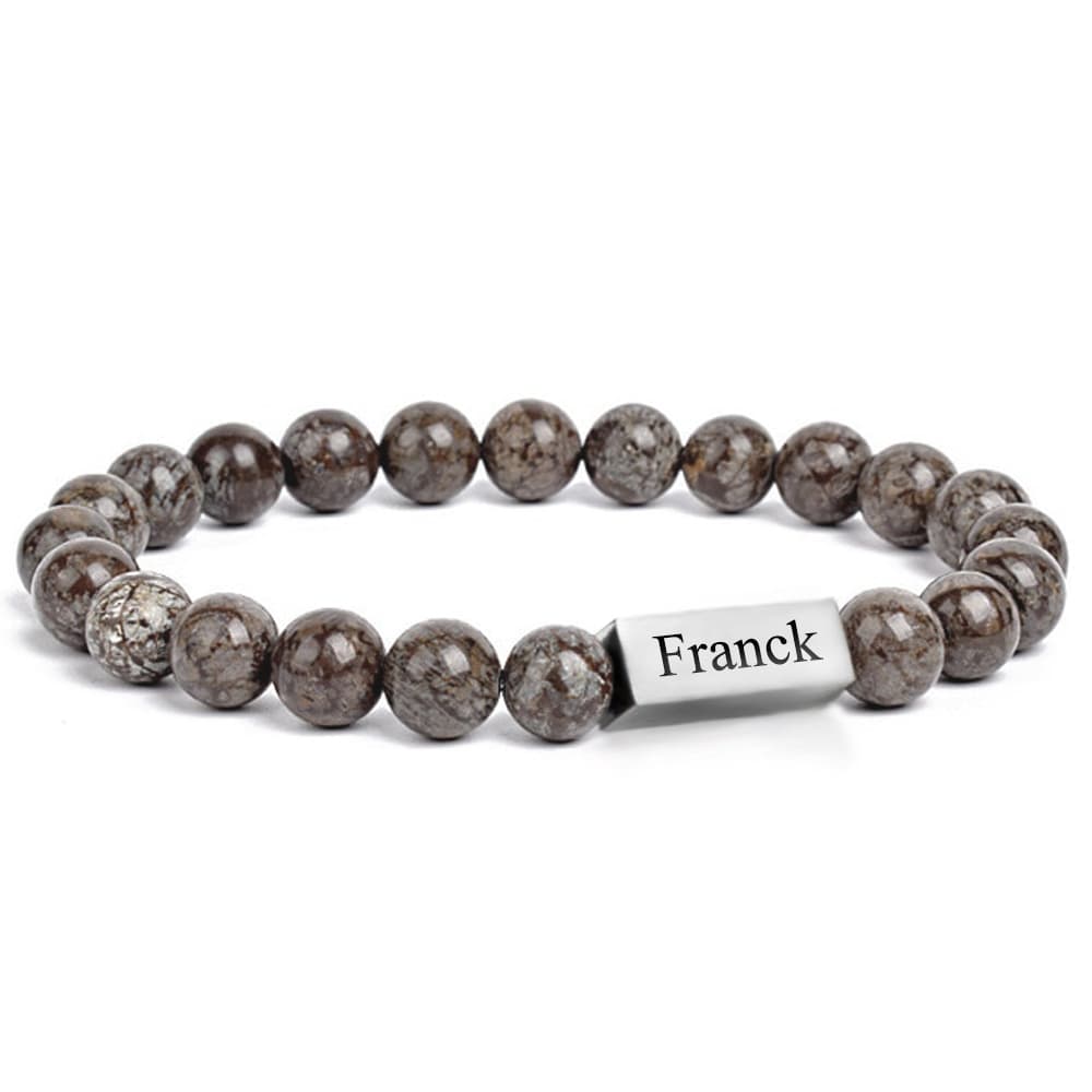 Bracelet pierres jaspe brun personnalisé - 2568