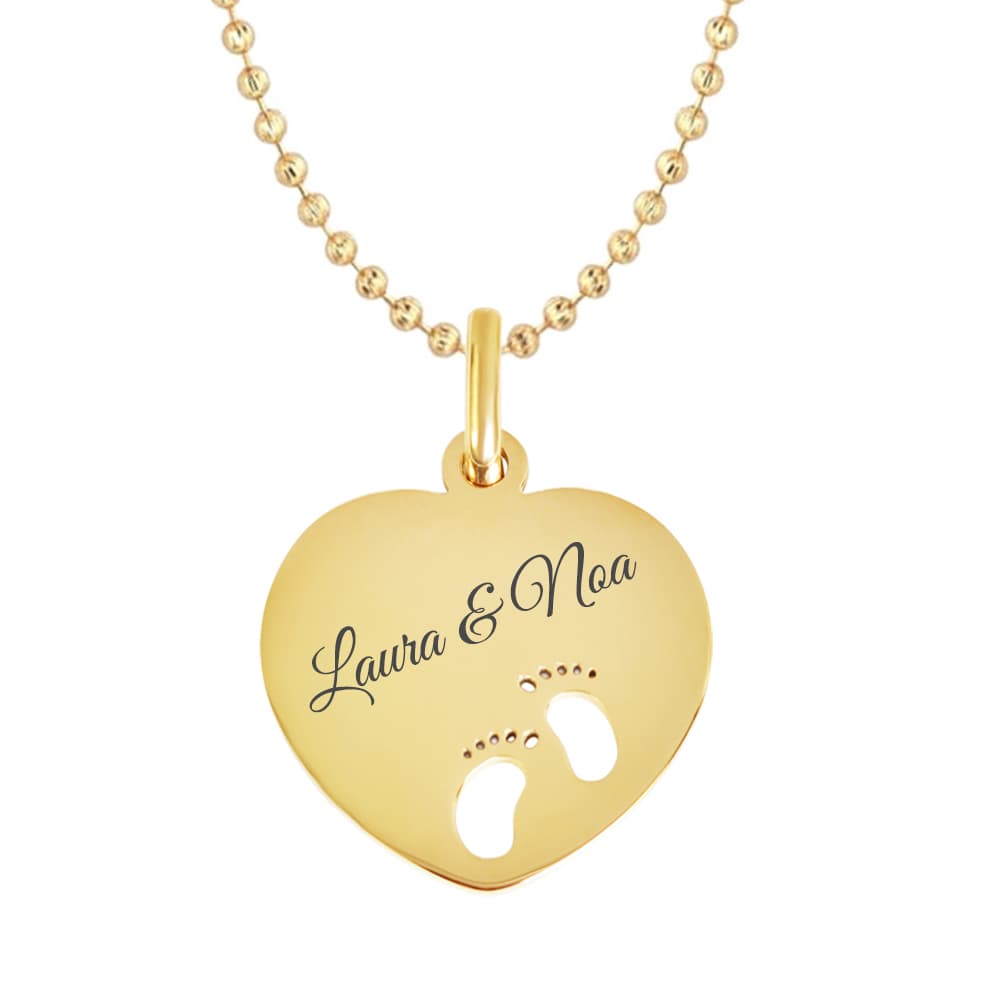 Pendentif cœur avec pieds personnalisé - 2437