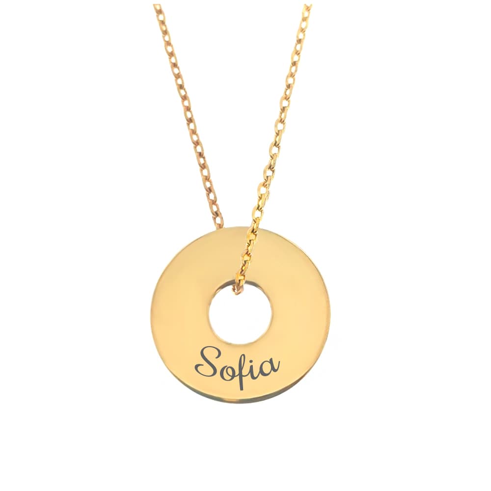 Collier jeton plaqué or avec gravure - 2460