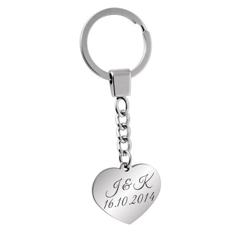 Porte-clé cœur acier personnalisé - 2535