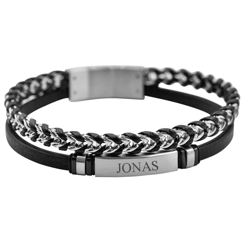 Bracelet cuir et acier personnalisé - 2540