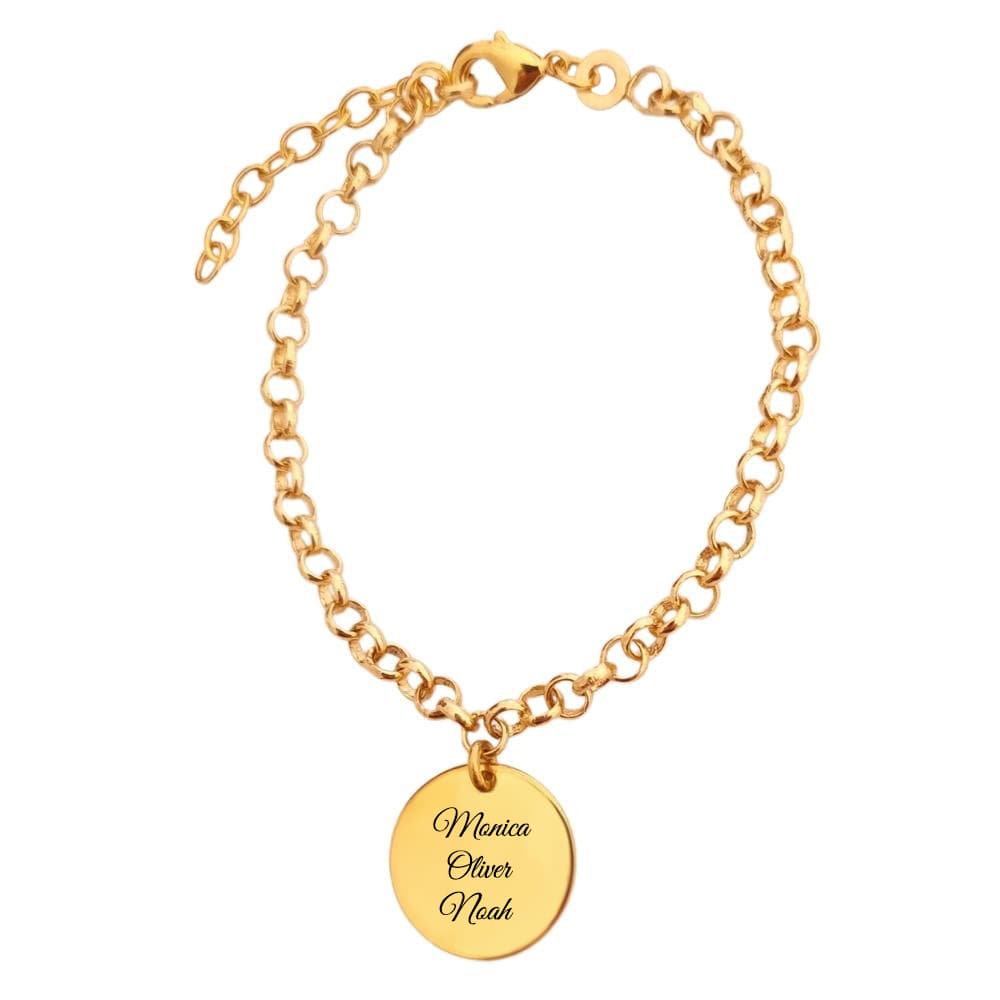 Bracelet pampille ronde plaqué or personnalisé - 2595
