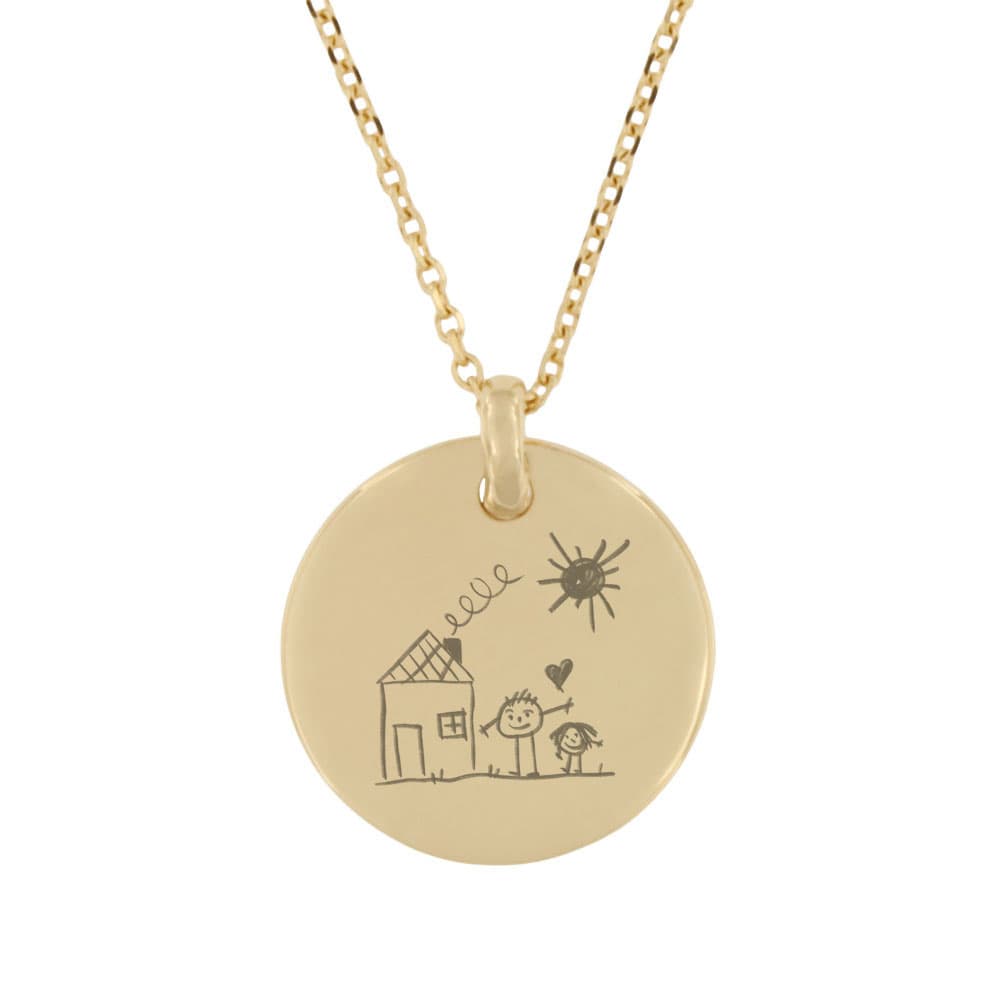 Pendentif plaqué or avec votre dessin - 2624