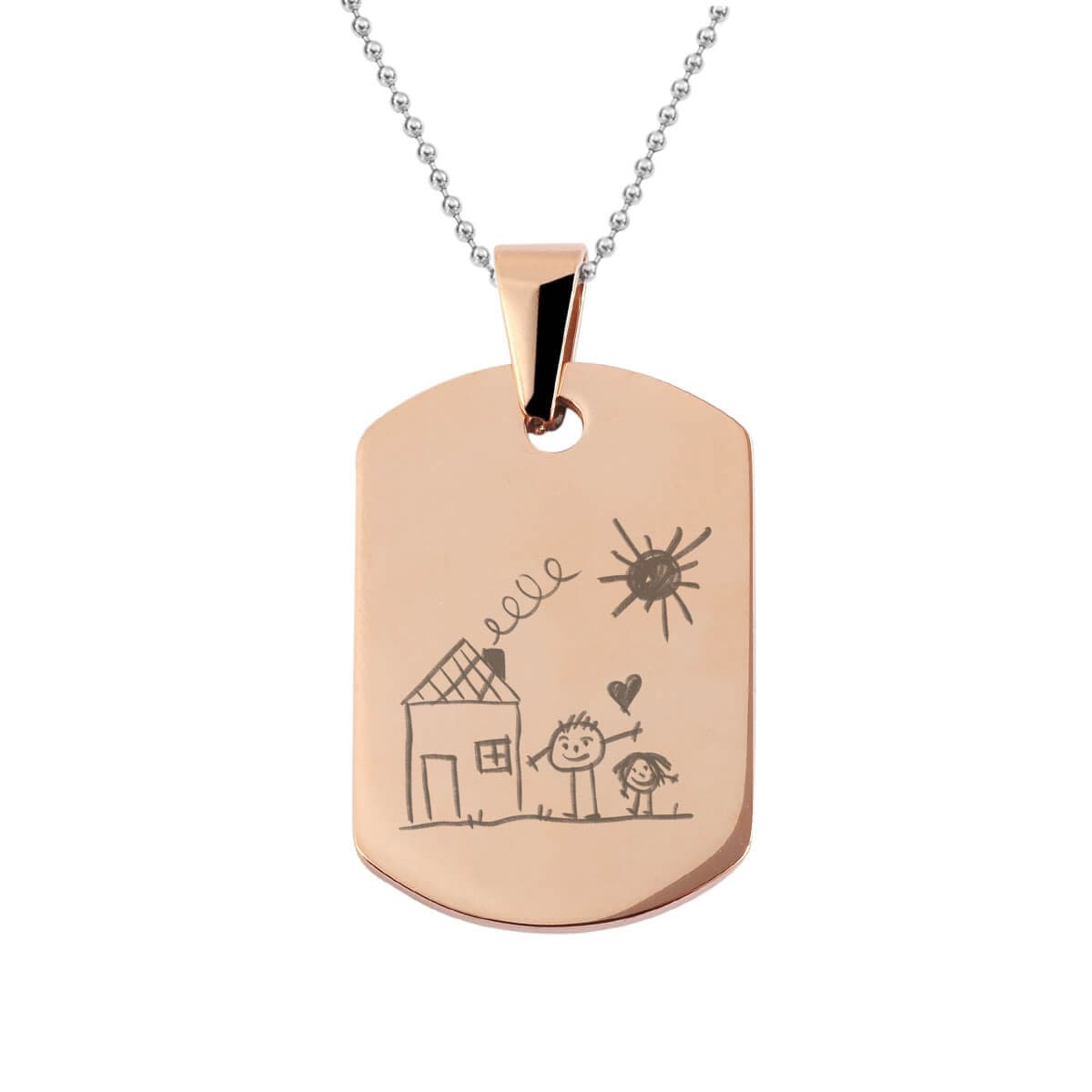 Pendentif plaque acier rosé avec votre dessin - 2627