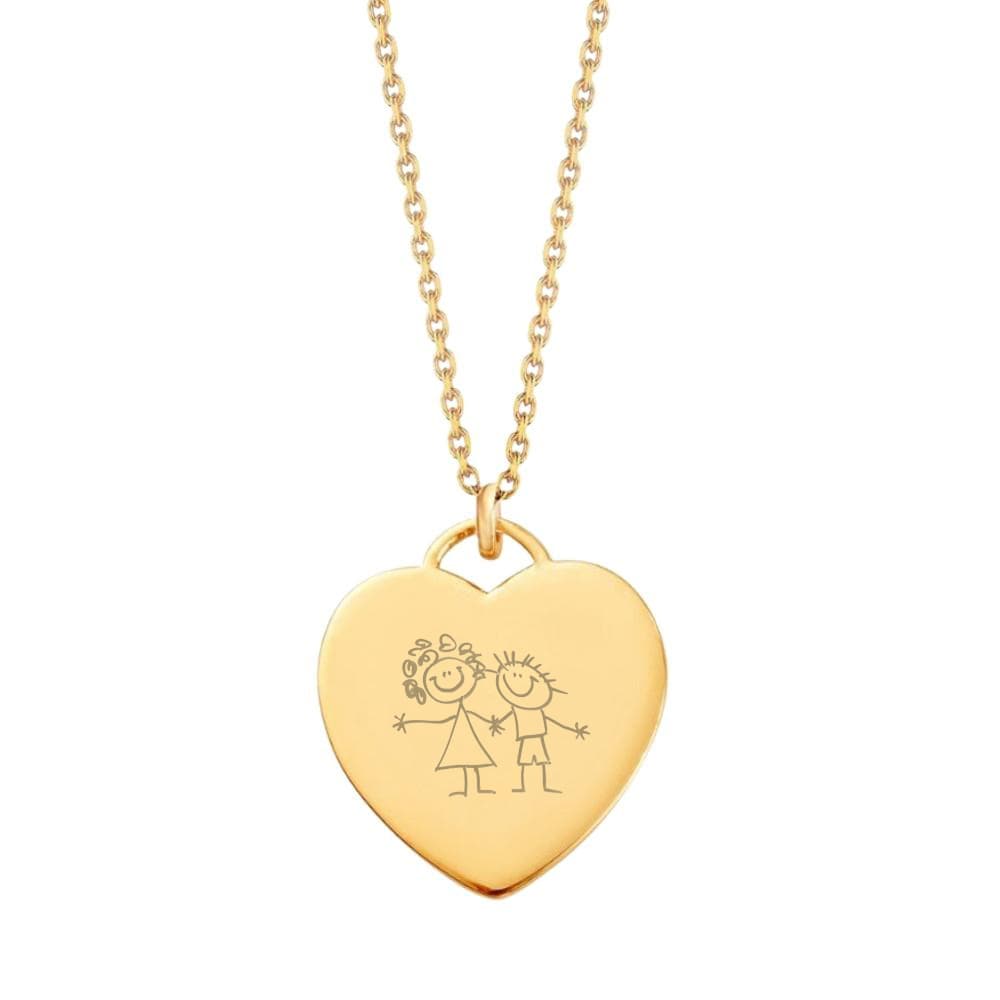 Pendentif coeur argent doré avec votre dessin - 2636