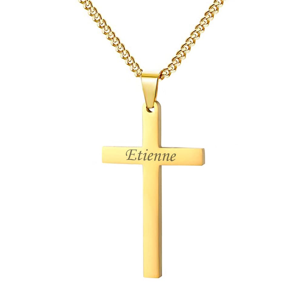 Pendentif croix acier doré personnalisé - 2661