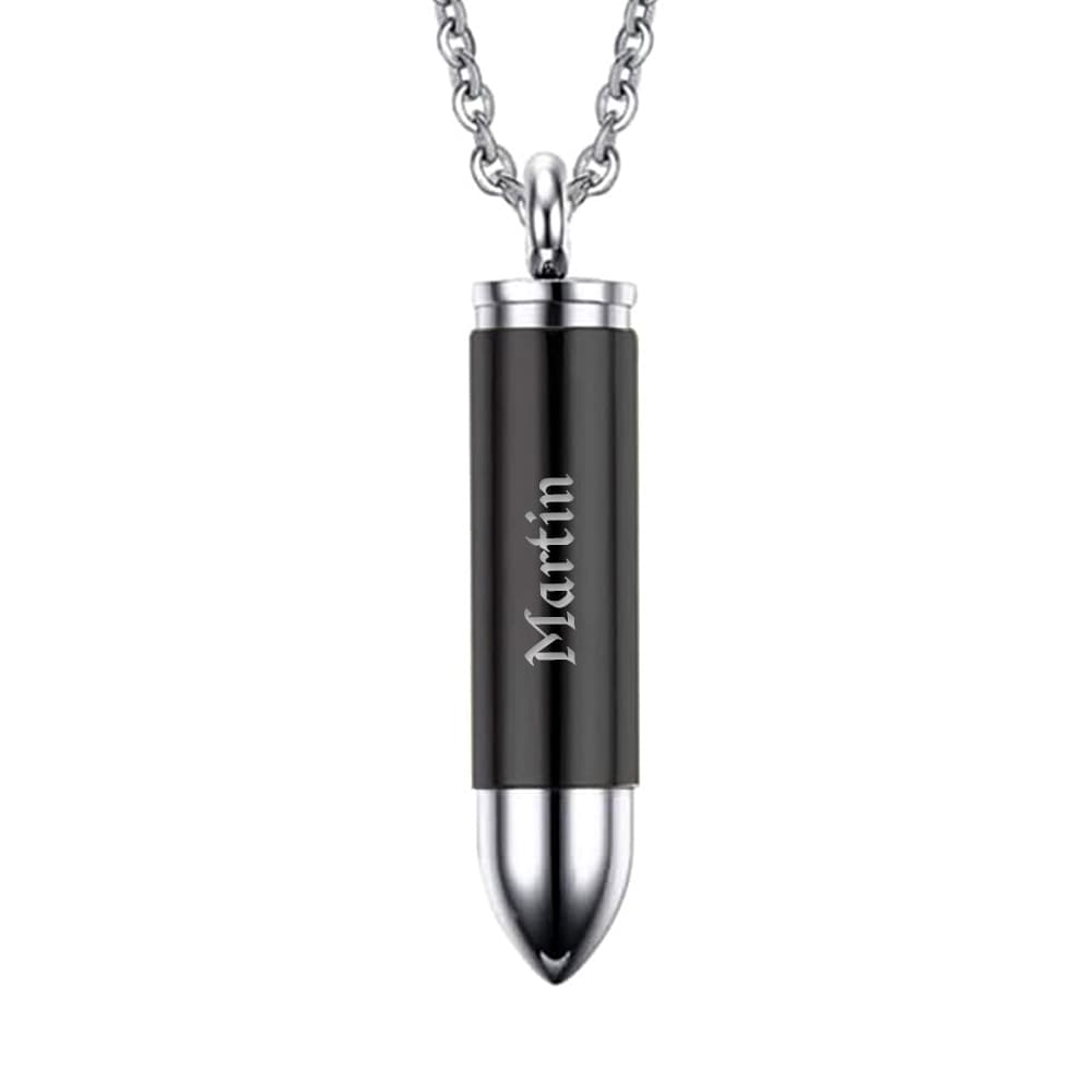Pendentif balle acier noir personnalisé - 2694