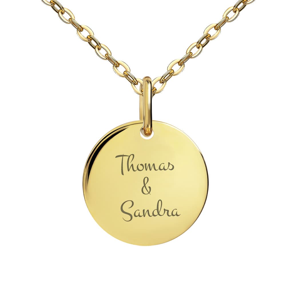 Pendentif rond argent doré personnalisé - 2695