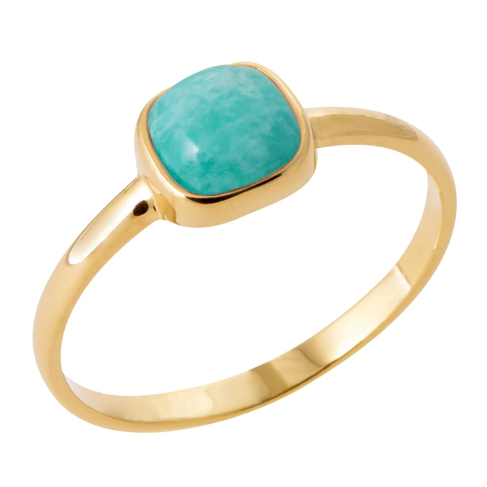 Bague amazonite plaqué or personnalisée - 2729