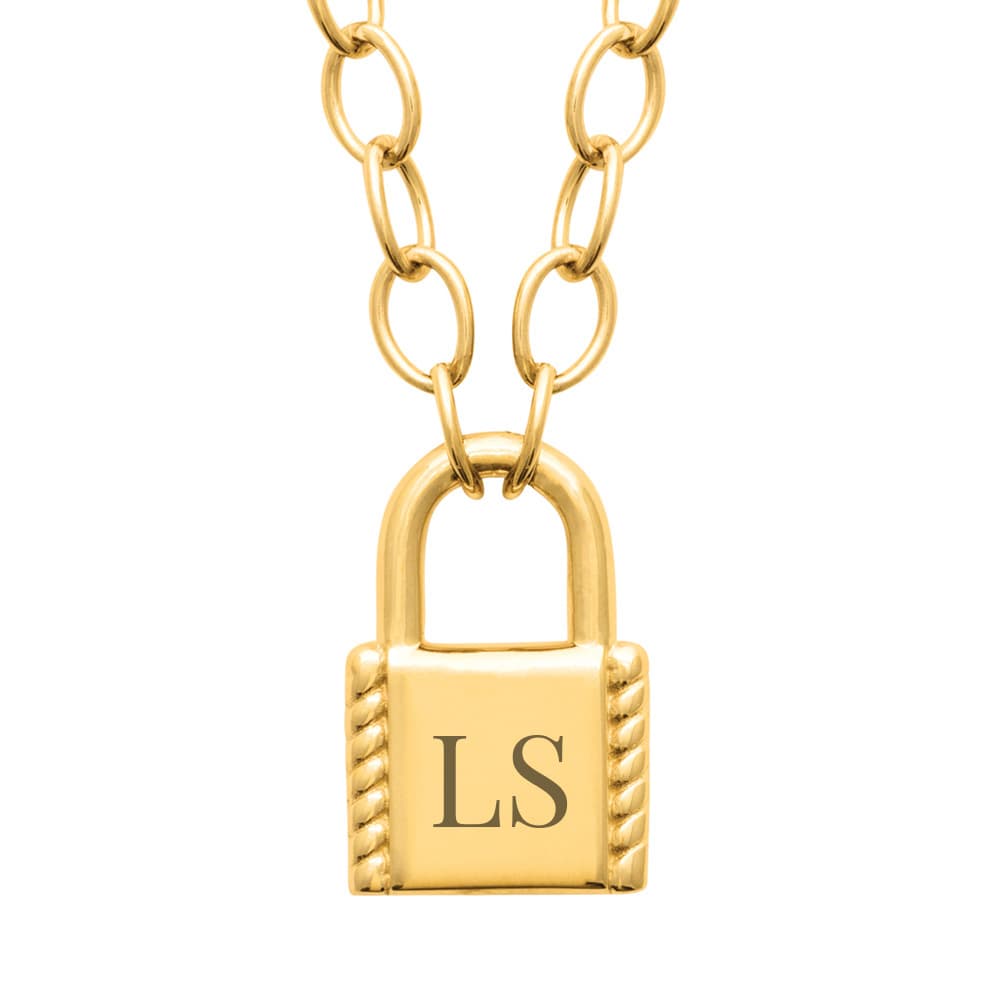 Collier cadenas plaqué or personnalisé - 2777