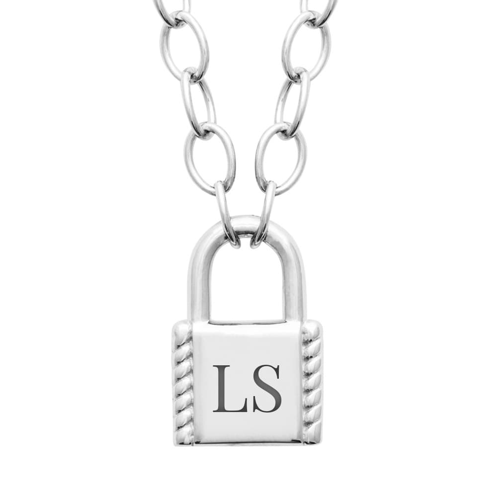 Collier cadenas argent personnalisé - 2780