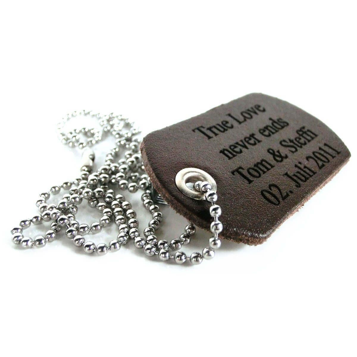 Pendentif cuir marron personnalisé - 2044
