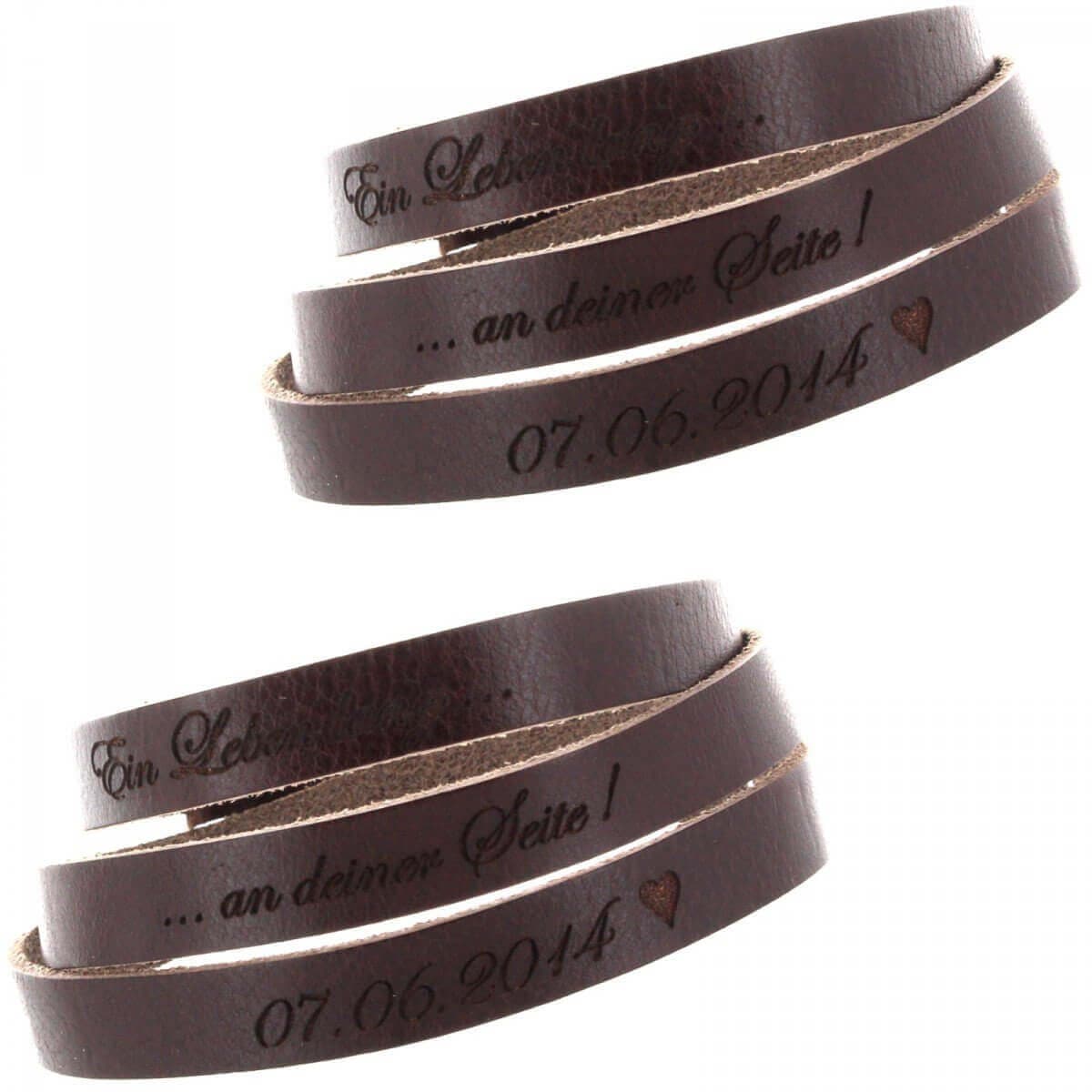 Bracelet duo cuir marron multi-tours personnalisé - 1996