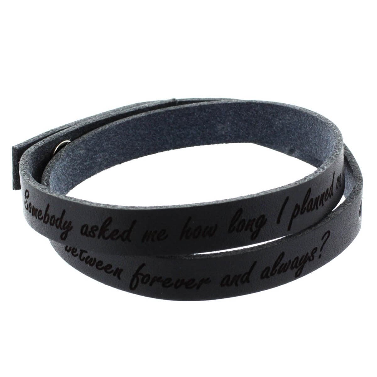 Bracelet cuir noir multi-tours personnalisé - 1966