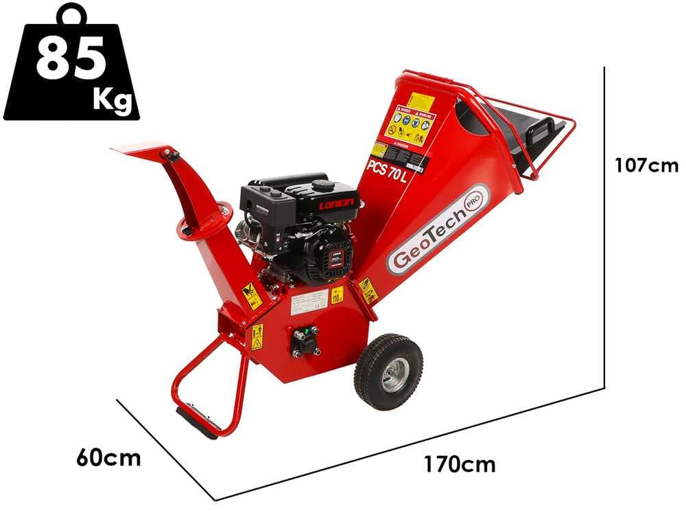 GeoTech-Pro PCS70L - Profi-Benzin-Häcksler - Loncin Motor 7 PS"