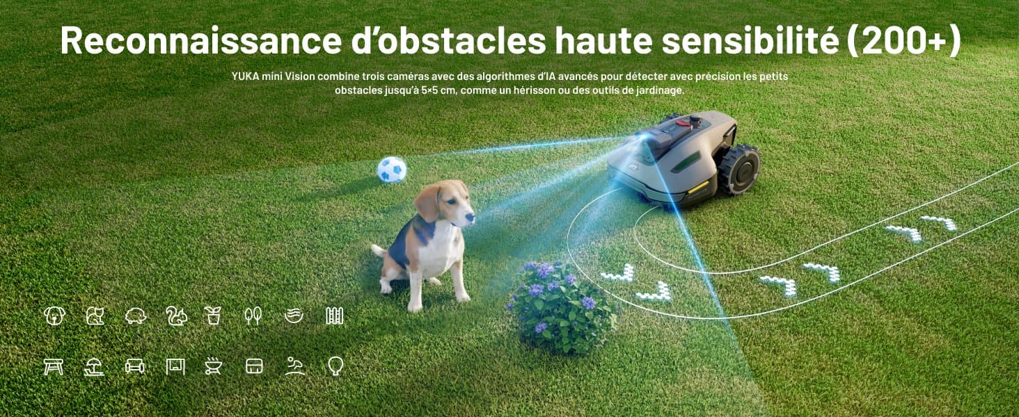 Kabelloser Mähroboter mit Begrenzungsdraht für 700 m² und drei Kameras
