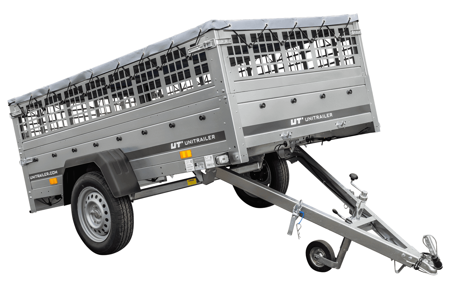 KippanhÀnger Unitrailer Garden Trailer 230 KIPP 230 à 125 cm, zulÀssiges Gesamtgewicht 750 kg, GitterwÀnde + flache Plane