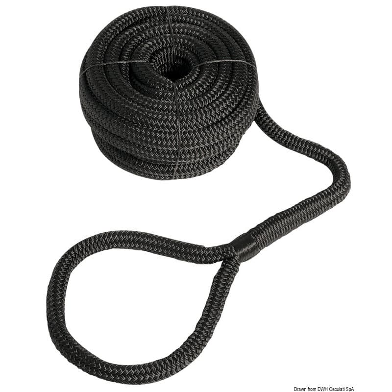Amarre haute résistance avec œillet Noir 12mm 7m
