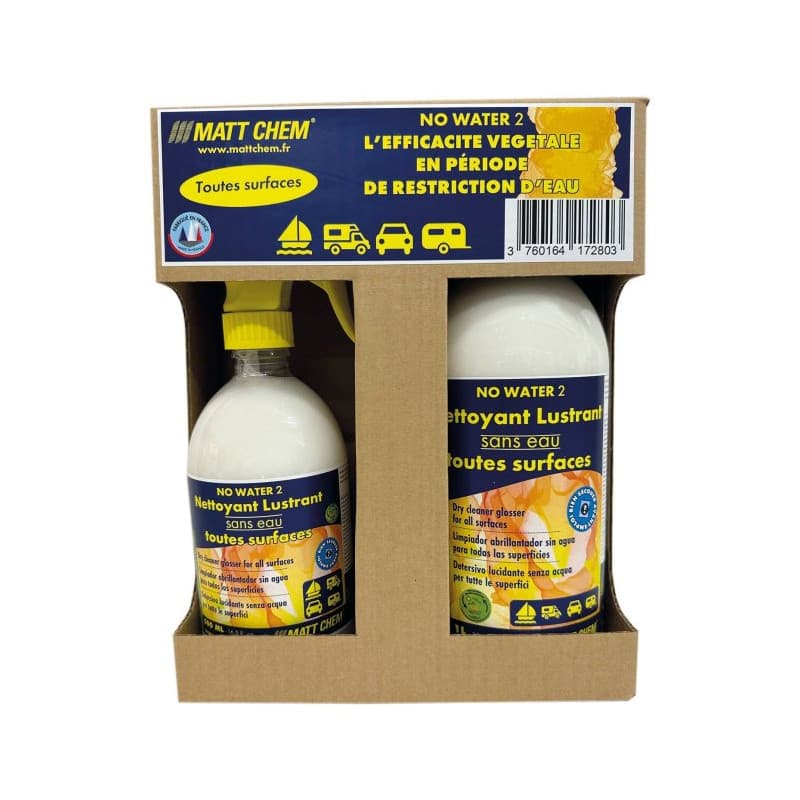 MATTCHEM - NO WATER Nettoyant lustrant sans eau kit 500ml + 1L