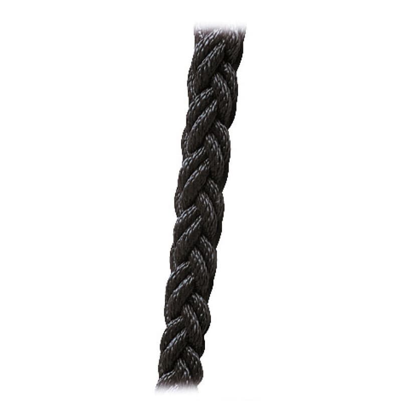 Tresse en polyester Square Line - Haute résistance à 8 fuseaux Noir 12mm