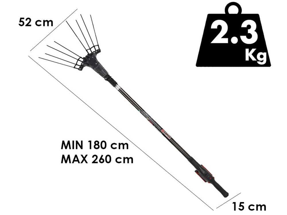 Zanon Karbonium X PRO AL-200 – Vareador de aceitunas de baterÃa – Pértiga telescópica 180 – 260 cm – 18V/10Ah