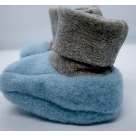 Chaussons bébé pure laine 1 bleu ciel