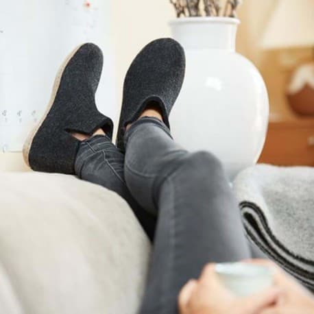 Chaussons adultes laine noir charbon Noir 43