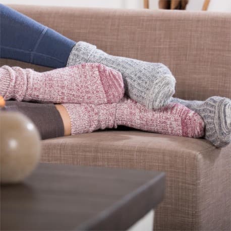 Chaussettes adultes laine et coton bio 35/38 BORDEAUX CHINE