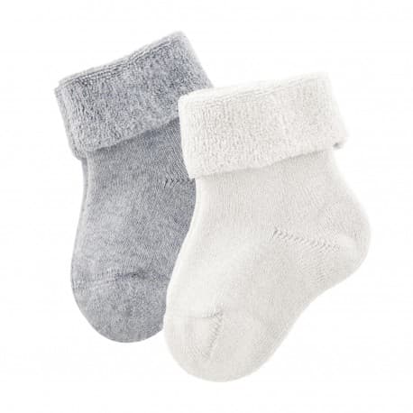 Lot 2 paires chaussettes bébé coton bio Gris 17/18