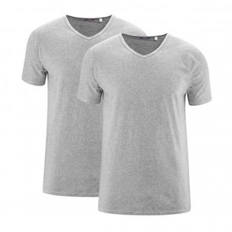 Lot 2 t-s col V coton bio Gris XL