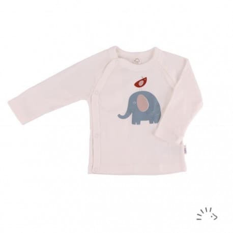 Tee-shirt kimono 100% coton bio écru 0-3 mois (50/56cm)