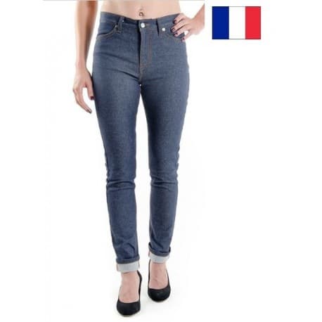 Jeans 1083 coton bio fuselé taille haute femme Bleu 27/30