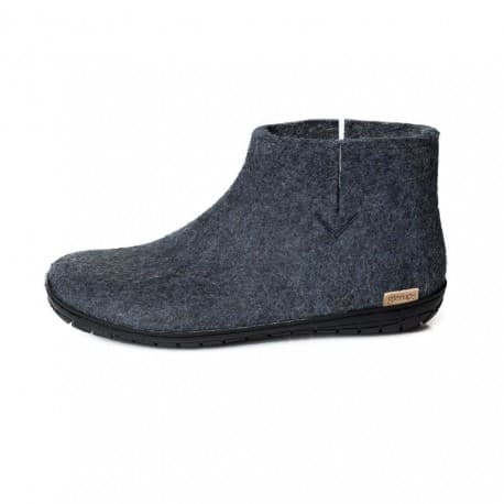 Bottines adultes laine bleu denim semelles noires Bleu 37