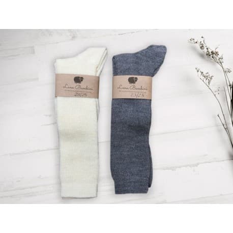 Chaussettes hautes laine vierge et coton bio Gris 26/28