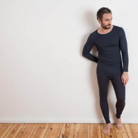 Caleçon long 100% coton bio marine M