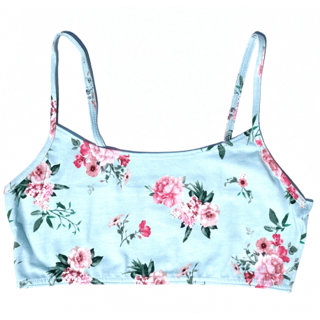 Bralette coton bio "Turquoise Rosies" M