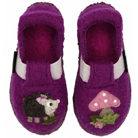 Chaussons enfants en laine "Hérisson" fushia 24